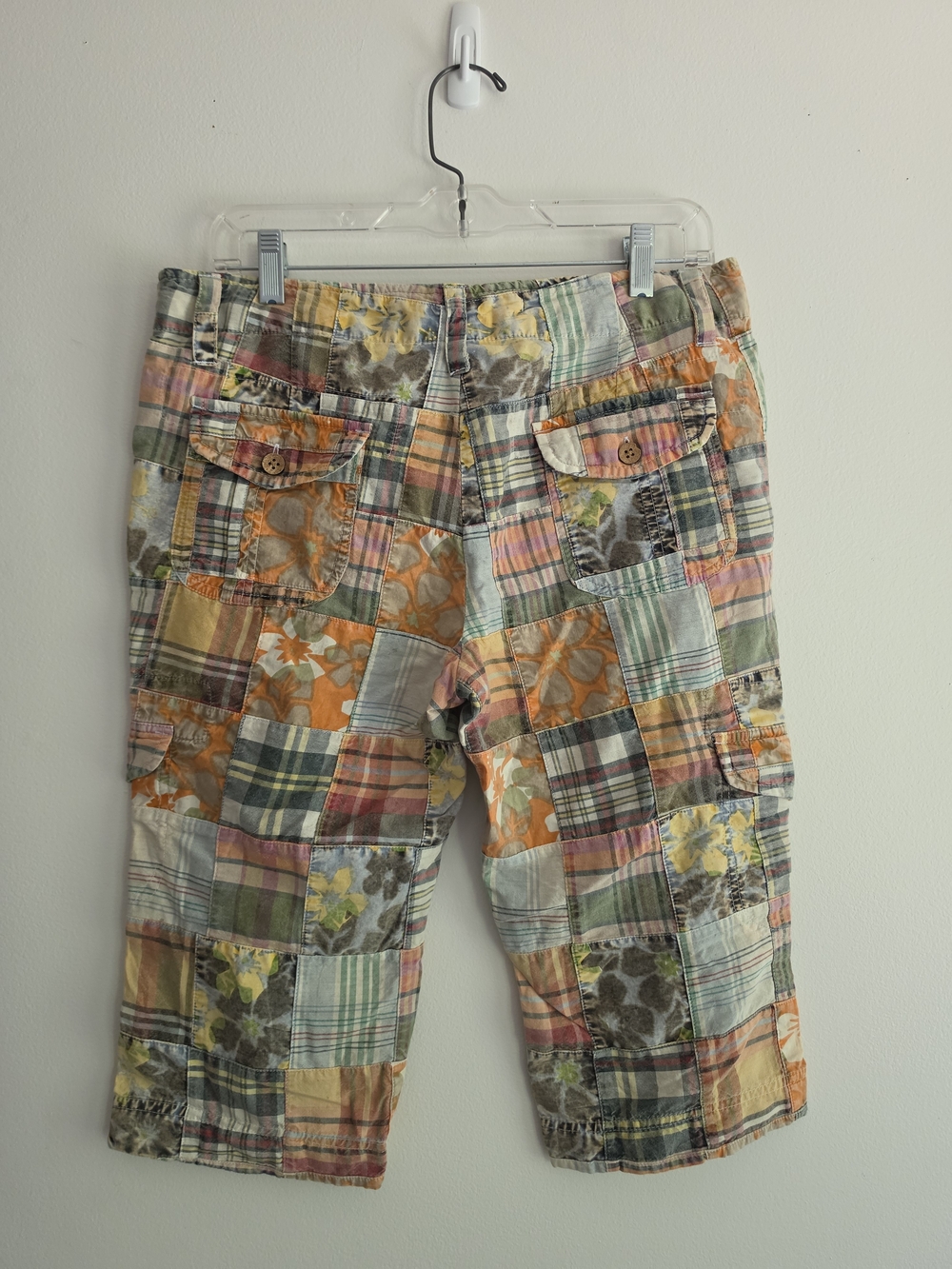 Tailor Vintage Patchwork Plaid Multi-Color Cargo Bermuda Madras Shorts 8 Y2k - Picture 7 of 8